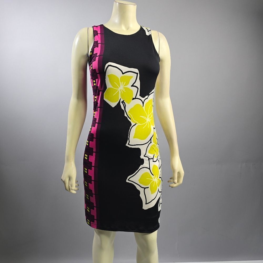 Analili Black and Yellow Sheath Mini Dress R7
